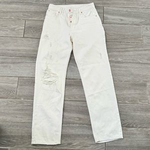 &denim white straight leg jeans